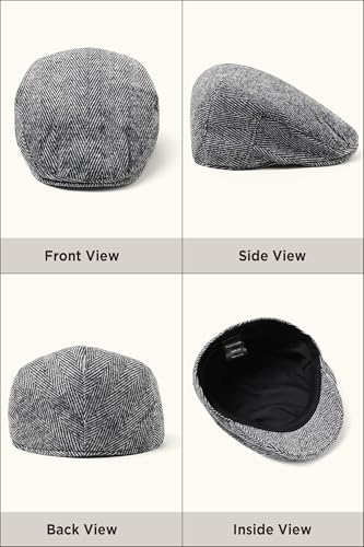 Image of BABEYOND Men's Flat Cap Newsboy Hats Herringbone Tweed Cabbie Hats for Men 1920s Ivy Irish Driving Hats Gatsby Hat