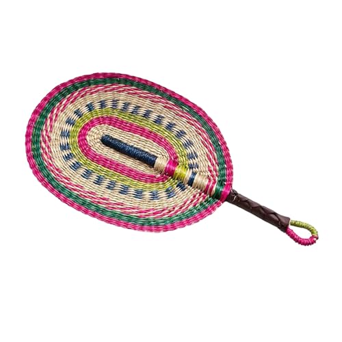 OOLA.DETAL Abanico de mano colorido africano hecho a mano tejido de hierba marina decoración colgante ventilador de mano granja hogar dormitorio