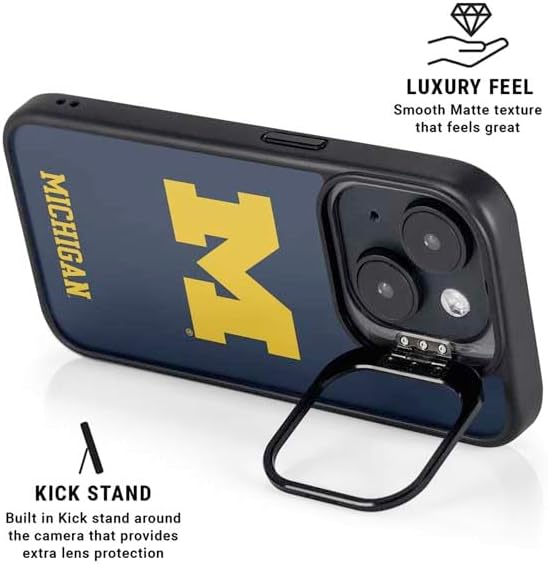 Skinit Kickstand Phone Case Compatible with iPhone 16 - Officially Licensed University of Michigan M Logo Design
