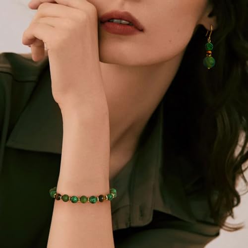 Beaded Necklaces for Women 3Pcs Colorful Boho Gemstone Bead Choker Summer Natural Stone Surfer Beach Bead Necklace Bracelets Earring Set Handmade Jewelry for Women Gift Jewelry Sets3