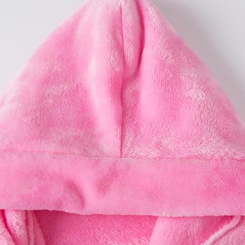 NautySaurs Mädchen-Bademantel Kinder Einfarbig Bademäntel Kinder Kapuzen-Flanell-Fleece-Bademantel für Jungen, rose, 7-9 Years