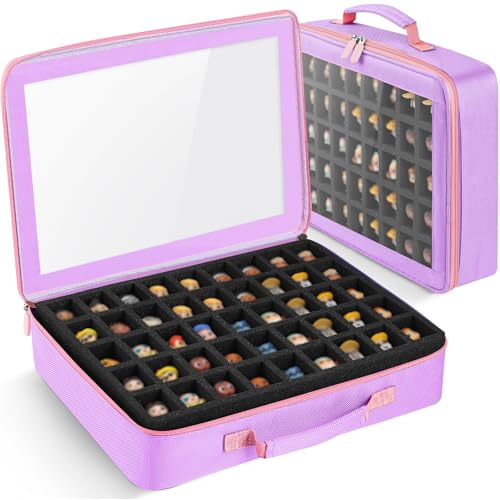 Minahao Toy Storage Case Compatible with Disney Doorables Collectible Mini Figures.Toys Display Bag with 2 Layers of Foam with Pre-Cut Grooves.Holds 90 Mini Figures.(Case Only) (Purple)