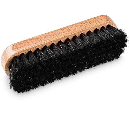 PREMYO Spazzola con Crine di Cavallo Nero - Ideale per Lucidare le Scarpe in Pelle Liscia