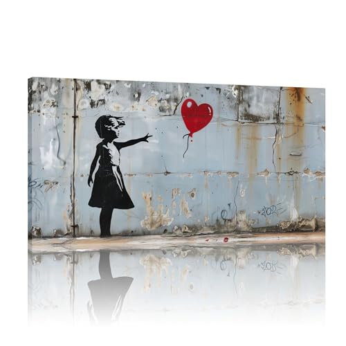 Toile Banksy fille au ballon impression premium 70x140 cm montée sur châssis bois