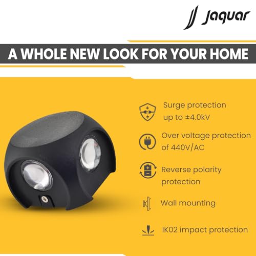 Image of Jaquar 4-Watt Robo Oval 4-Way Up-Down Outdoor LED Light Fixture | Waterproof IP65 | Warm White Aluminum Wall & Step Light | Pack of 1