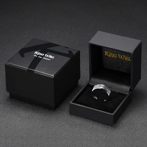 Image of King Will Tungsten Carbide Wedding Band for Men Women-6 /8 /10mm Width Multicolor Available with Grooved Center Wedding Ring Suitable for Work, Gym Comfort Fit Size 4-16