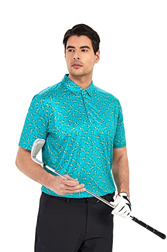 Samerm Mens Golf Shirt Short Sleeve Print Performance Moisture Wicking Dry Fit Polo Shirts For Men,Green Xxl #TOP2