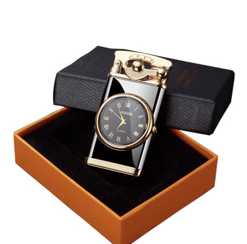 Encendedor Vintage a Prueba de Viento con Reloj y Llama Doble miniatura 3