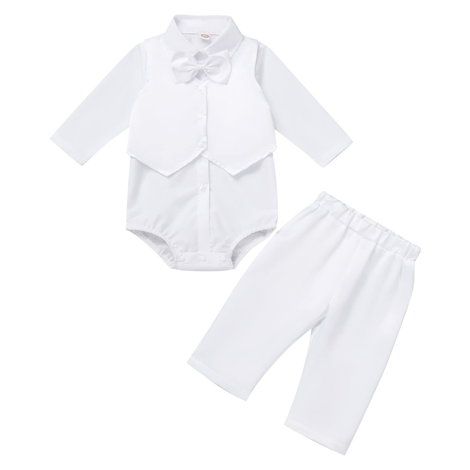 IMEKIS Traje de fiesta de manga corta para bebé y niño, traje de fiesta de esmoquin, camisa + pantalones cortos + chaleco + pajarita 4 piezas cumpleaños bautizo traje de boda ocasión juego de ropa