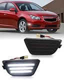 PWOBVZ LED Side Marker Light Assembly, Front Fender Bumper Lamps Compatible with Chevy Cruze 2011 2012 2013 2014 2015, Smoked Lens Driver/Passenger Side White Marker Lights, 2PCS