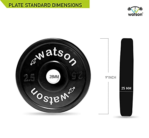 Image of WATSON Dumbbell Plates, 5Kg(2.5Kgx2) 28mm Bumper Weight Plates With 2 Inch Metal Insert, Strength Training Barbell Weights for Home Gym Workouts