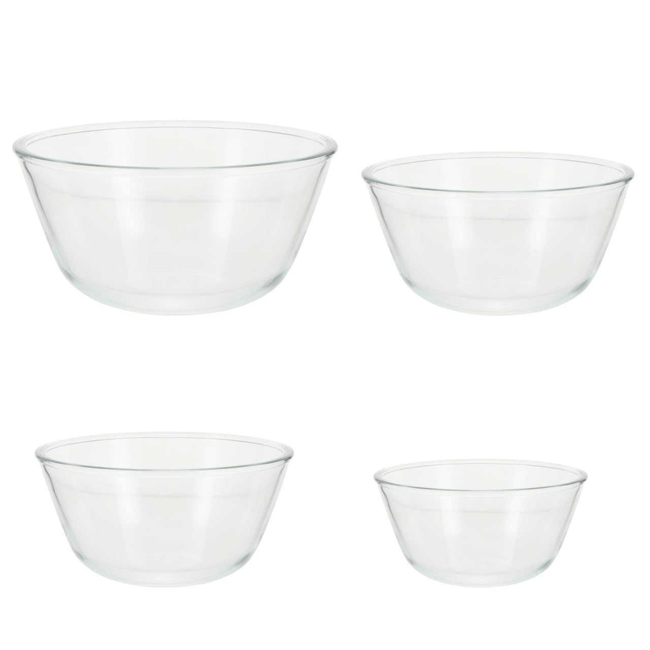 4 Stück aus Durchsichtigen Glas Obstschalen Mikrowellengeeignet und Kältebeständig Vielseitig für Küche und Salat Verschiedene Größen
