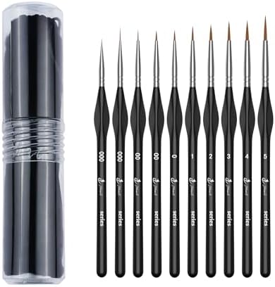 10pcs Miniature Detail Paint Brushes Set, Small Acrylic Watercolor Oil Paint Brushes for Fine Detailing & Art Painting, Models, Line Drawing