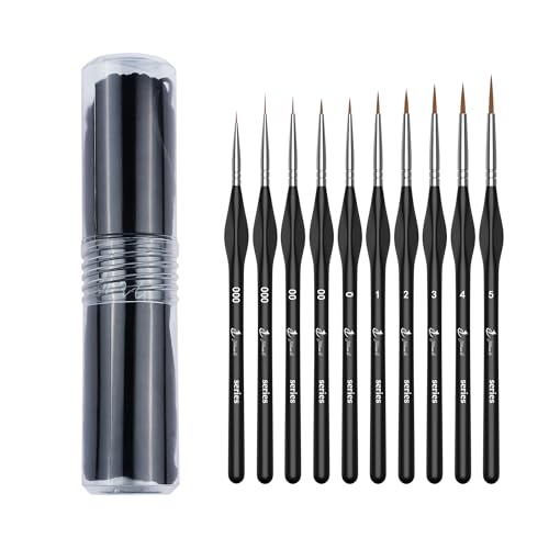 YIHUALE 10pcs Miniature Detail Paint Brushes Set, Small Acrylic Watercolor Oil Paint Brushes for Fine Detailing & Art Painting, Models, Line Drawing