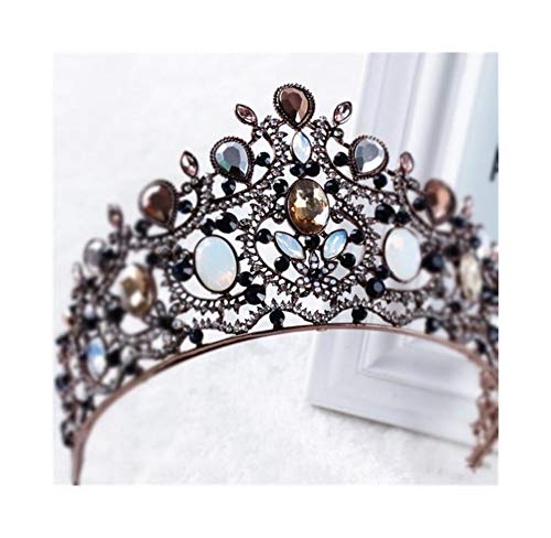 AdorabFruit Vintage Crystal Beads Gold Tiara Headband Crown Crystal Rhinestone Tiaras Crowns Wedding Hair Jewelry Bridal Accessories Headdress (Metal color : Style 2)