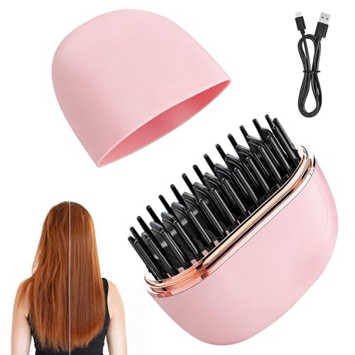 Mini Peine Alisador de Cabello,2 en 1 Peine Alisador Inalámbrico, Portátiles Peine Alisador,Control de Temperatura 3 Velocidades,Calentamiento Rápido 30 Segundos,para Cabello Liso y Rizado (Rosa) Mini Peine Alisador de Cabello,2 en 1 Peine Alisador Inalámbrico, Portátiles Peine Alisador,Control de Temperatura 3 Velocidades,Calentamiento Rápido 30 Segundos,para Cabello Liso y Rizado (Rosa)