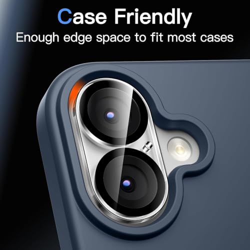 Image of Titanium Camera Lens Protector for iPhone 17 & iPhone 16 & 16 Plus Clear 9H Tempered Glass, Scratch & Drop Resistant Camera Cover HD Clear Anti-Fingerprint Case Friendly Easy Install Camera Protector