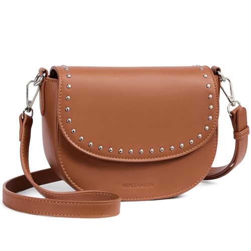 BOSTANTEN Vegan Leather Saddle Bag with Studs