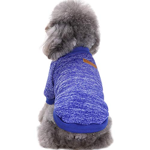Image of Pet Dog Classic Knitwear Sweater Warm Winter Puppy Pet Coat Soft Sweater Clothing for Small Dogs (XXS, Dark Blue)