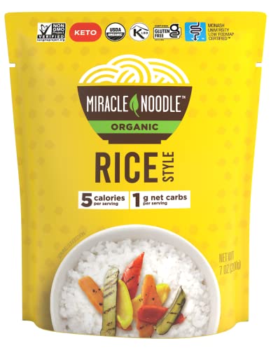 Miracle Noodle Organic Rice Ready to Eat, 7 Oz (Pack of 6), Plant Based Shirataki Konjac Rice, 5 Calories, 1g Net Carbs Per Serving, Keto, Gluten-Free