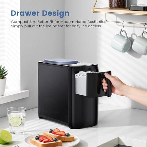 Image of Electactic Compact Countertop Ice Makers, 18Lbs /Day Bullet Ice Maker, Removable Lid Easy to Clean, Fast 6Pcs Bullet Ice in 8 Mins, Self-Cleaning & Low Noise for Office, Bedroom, RV(Black)