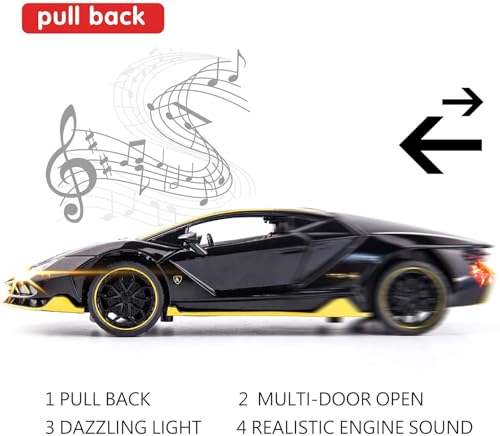 Image of Kids Toy car 1:24 Scale Die cast Metal Toy Car for Kid Model LP770 Pull Back Metal Cars with 4 Openable Doors Light and Musical Sound (Multi)