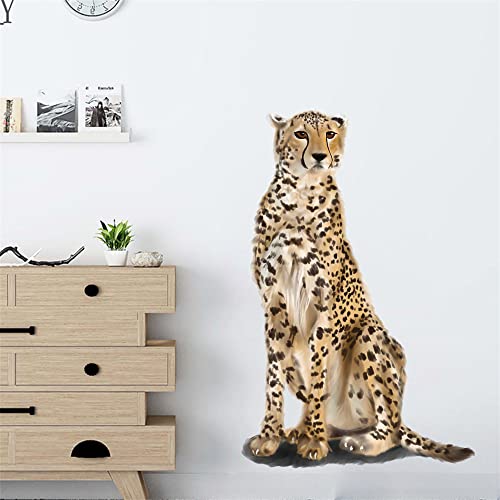 Vinilo decorativo animal leopardo sentando impermeable removible miniatura 3