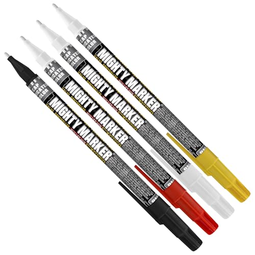 Mighty Marker PM-92 Extra Fine Paint Marker, 4 Bonus Tips, 1.0 mm Tip, Xylene Based, Waterproof, Permanent, Valve Action, Manufactured in USA, Assorted 4 Pack