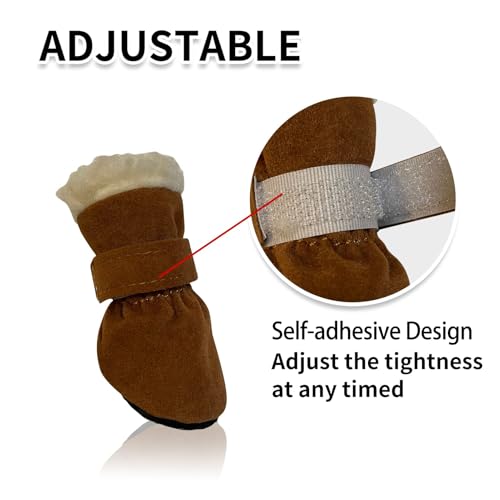 CHONGQILAO Hundeschuhe Pfotenschutz Outdoor, 4 Stücke Hundeschuhe Winter Pfotenschutz Hund Schneestiefel Hunde Schuhe rutschfeste Warme, Winter Schnee Hundestiefel für Große Mittlere Kleine Hunde