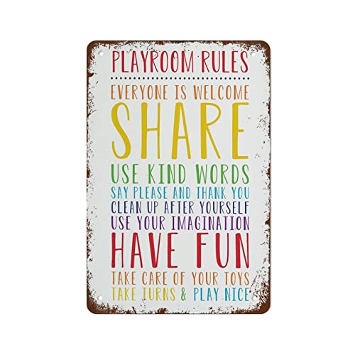 DZYQAWH Lustiges Vintage-Metall-Blechschild, Spielzimmer-Wandkunst, Spielzimmer-Dekor, Raumdekoration, Poster, Schilder für Zuhause und Küche, Bar, Café, Garage, Wanddekoration, 20,3 x 15,2 cm