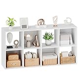 Sweetcrispy 8 Cube Storage Organizer - Open Cube Bookshelf with 4 Removable Back Panels, Display Storage Bookcase for Living Room, Bedroom, Entrance Hall, Home Office，47.7' L×11.6' W×24' H, White