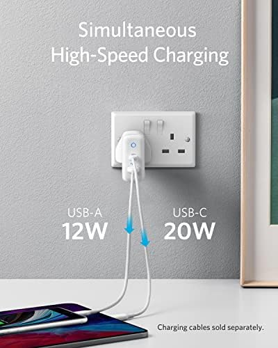 USB C Plug, Anker 32W 2 Port USB C Charger with 20W Power Delivery Adapter, PowerPort PD 2 for iPad/iPad mini, for iPhone 13/13 Mini/13 Pro/13 Pro Max/12/11, Pixel, Galaxy, and More