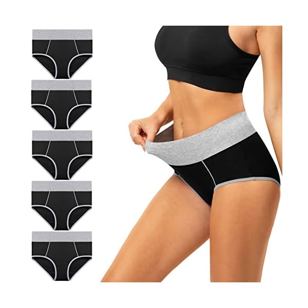habibee Women's Underwear Cotton Panties for Women High Waisted Stretch Soft 5 Pack