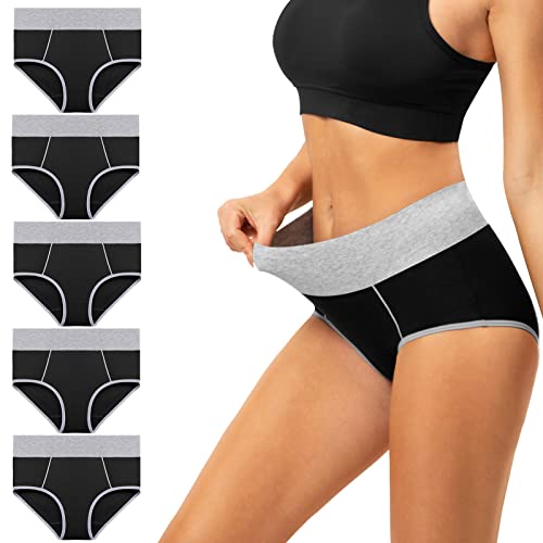 habibee Women's Underwear Cotton Panties for Women High Waisted Stretch Soft 5 Pack
