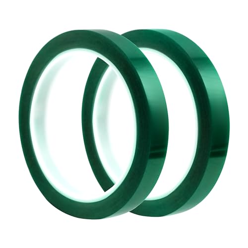 Image of 2 Rolls Heat Tape for Sublimation, Heat Resistant Tape for Heat Transfer Sublimation Press, 10mm x 33m(108ft) No Residue Heat Transfer Tape (Green)