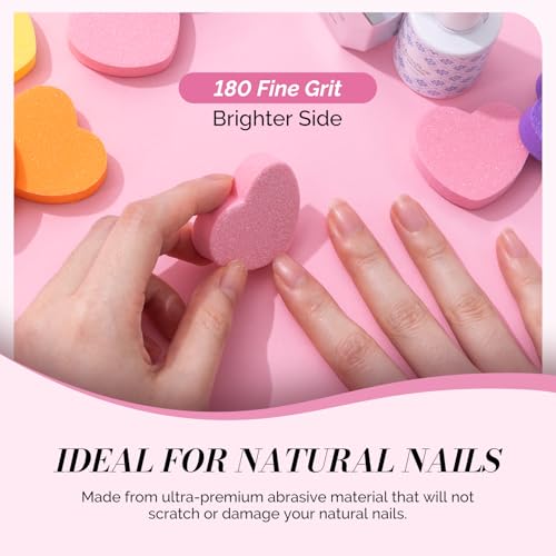 Image of MelodySusie Heart Shape Mini Nail Buffer Block,100 /180 Grit Double-Sided Sponge Nail File,Professional Nail Polishing Tools for Shaping and Smoothing,Suitable for Manicures and Pedicures,50 Pcs