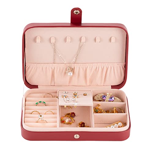 Smileshe Jewelry Box For Women Girls, Pu Leather Small Travel Organizer Case, Portable Display Storage Holder Boxes For Rings Earrings Necklaces Bracelets #TOP2