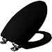 Mayfair Molded Wood Toilet Seat featuring Slow-Close, STA-TITE Seat Fastening System and Chrome Metal Hinges, Elongated, Black, 130CHSLB 047