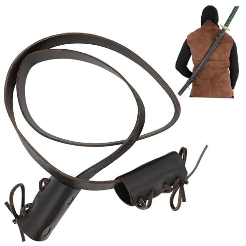 Armory Replicas™ Leather Medieval Baldric Back Sling Sheath for Swords – Adjustable and Durable Sword Carrier - Brown
