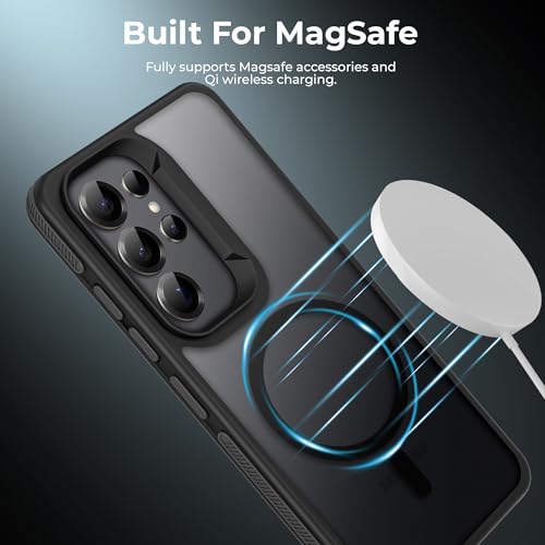 Image of A rtistque Compatible with Mag-Safe Frosted Ultra Matte Back Cover Case for Samsung Galaxy S25 Ultra 5G | Smooth Sides with Grip | Design | Raised Camera Edges | Samsung S25 Ultra Back Cover - Black