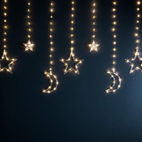 Lights4fun 128 Micro LED ster gordijn warm wit 1 m lichtgordijn