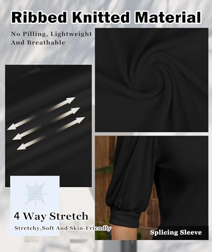 Summer Tops for Women 2025 Trendy Dressy Casual Blouse Puff Short Sleeve Shirts Knit Henley V Neck T Shirt Tunic4