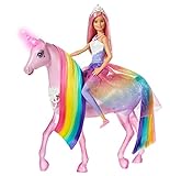 Barbie Dreamtopia Magical Lights Unicorn with Rainbow Mane, Lights and Sounds, Barbie Princess Doll...