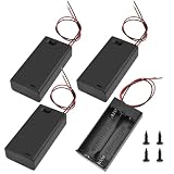 SDTC Tech 2 x 1.5V AA Battery Holder with Wires, 3 Volt Battery Case Box with ON/Off Switch, 3V Battery Holder with Leads and Switch, 4 Packs