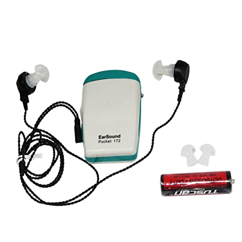 Image of Dishan Pocket Hearing Aid Machine for Old Age | 8 Volume Setup Sound Amplifier | Easy Hearing Device for Senior Citizens | Kaan Ki Machine with 2 Receivers | Model Unisound-172