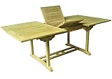 Maße Ausgezogen 210x110x75cm Tisch rechteckig ausziehbar aus Teak Holz Maße: 210/160x110x75