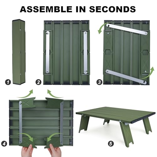 Outplea Small Folding Camping Table Mesa Pequeña Plegable para Camping, Mini Mesa Portátil Baja de Playa, Verde miniatura 4