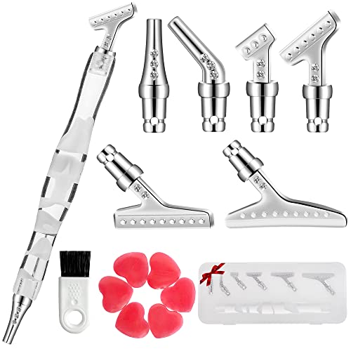 Heyseri 16 Pieces Diamond Painting Pen Accessories, 45° Ergonomic 6 Pieces Stainless Steel Tips Handmade Diamond Art Drill Pen For Art Craft, White #TOP6