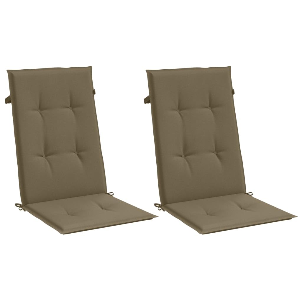 Coussins de chaise à dossier haut taupe pour sièges de patio et jardin | Lot de 2