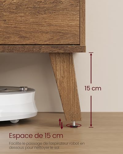 Support télé 65 pouces de style transitionnel avec finitions soignées marron miel - 7